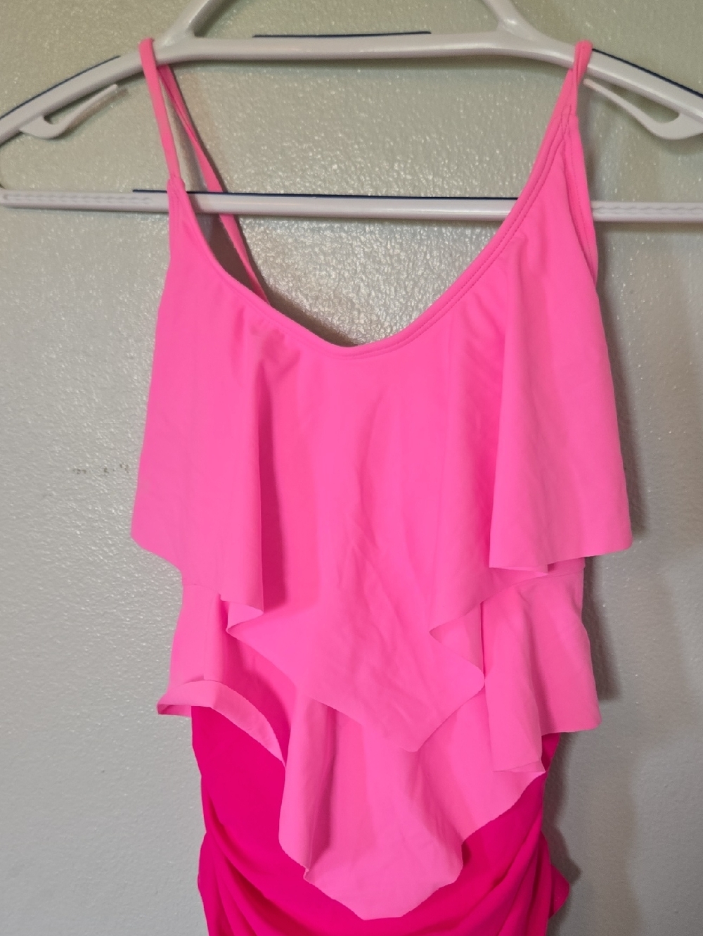 Edelqual | Ruffle Pink Tummy Control Full Coverage One Piece Swimsuit Size Small - Picture 4 of 9